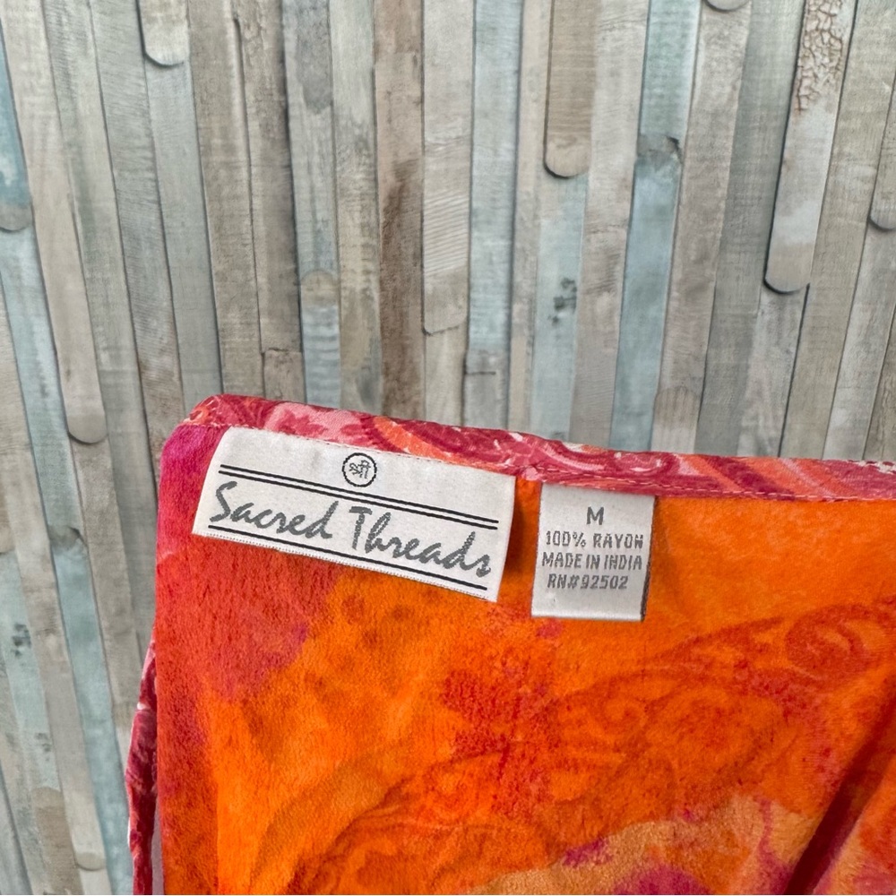 Sacred Threads M Vintage Patchwork Print Top Blou… - image 8